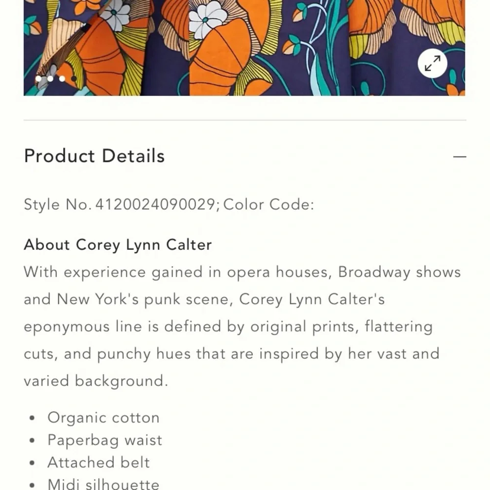 NWT Anthropologie Corey Lynn Calter XS Flowered Paper bag Midi Skirt Pockets - Picture 5 of 9